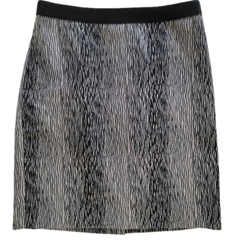 Ann Taylor Woman's Black and Silver Gray Pencil Skirt Size 2 Petite EUC